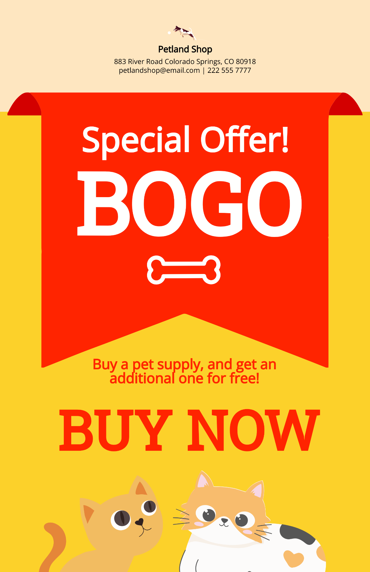 Free Pet Shop BOGO Poster Template
