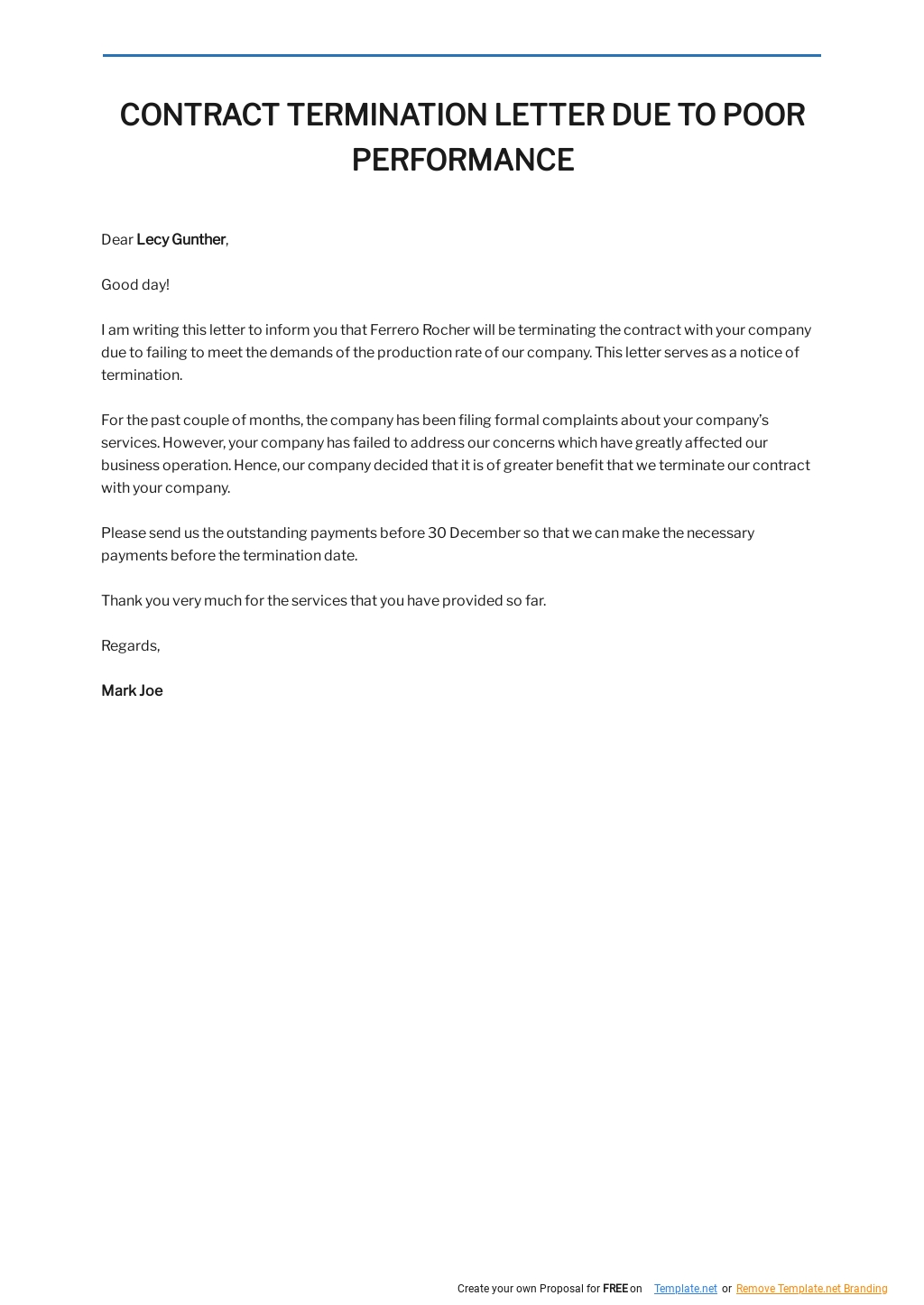 Free Contract Termination Letter Due To Poor Performance Template.jpe