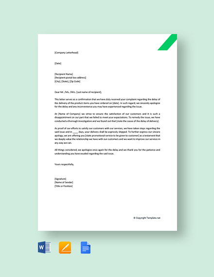 FREE Hotel Apology Letter Template - Word | Google Docs | Apple Pages ...