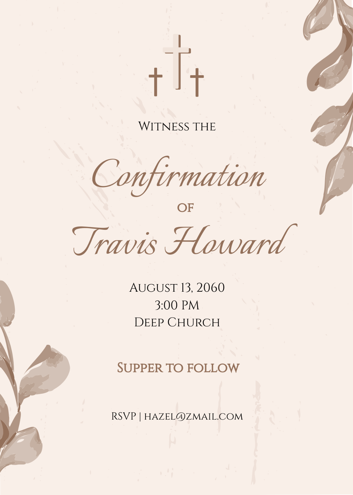 Vintage Confirmation Invitation Template