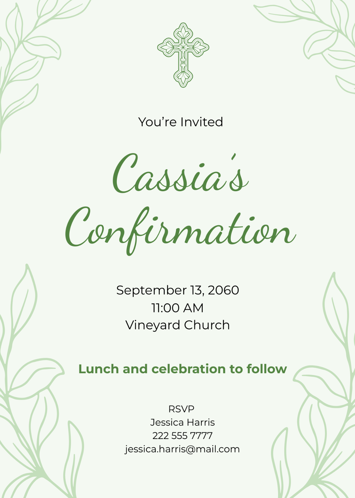 Green Confirmation Invitation Template - Edit Online & Download