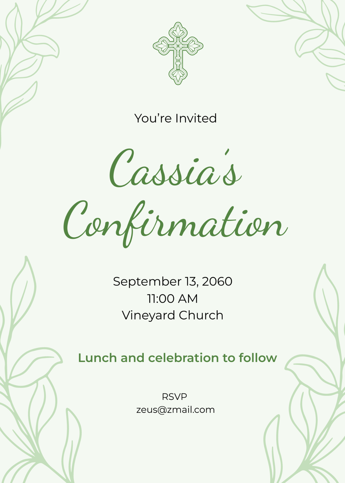 Green Confirmation Invitation Template