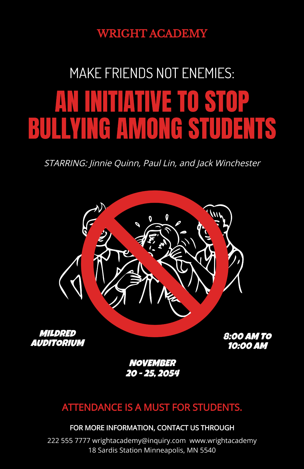 Stop Bullying Poster Template