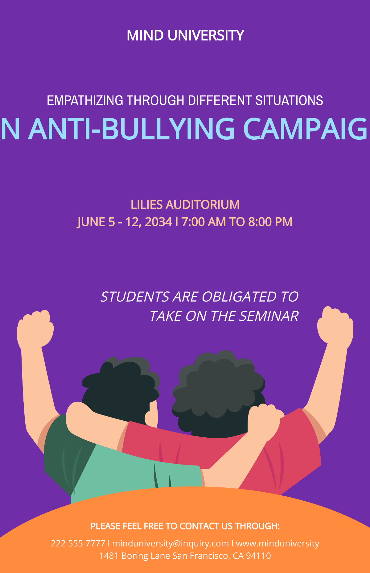 Free High School Anti bullying Poster Template To Edit Online