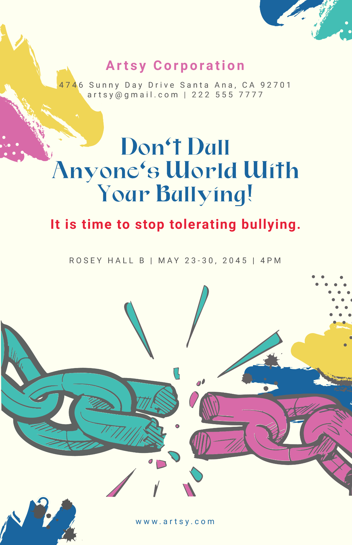 Free Colorful Anti-bullying Poster Template