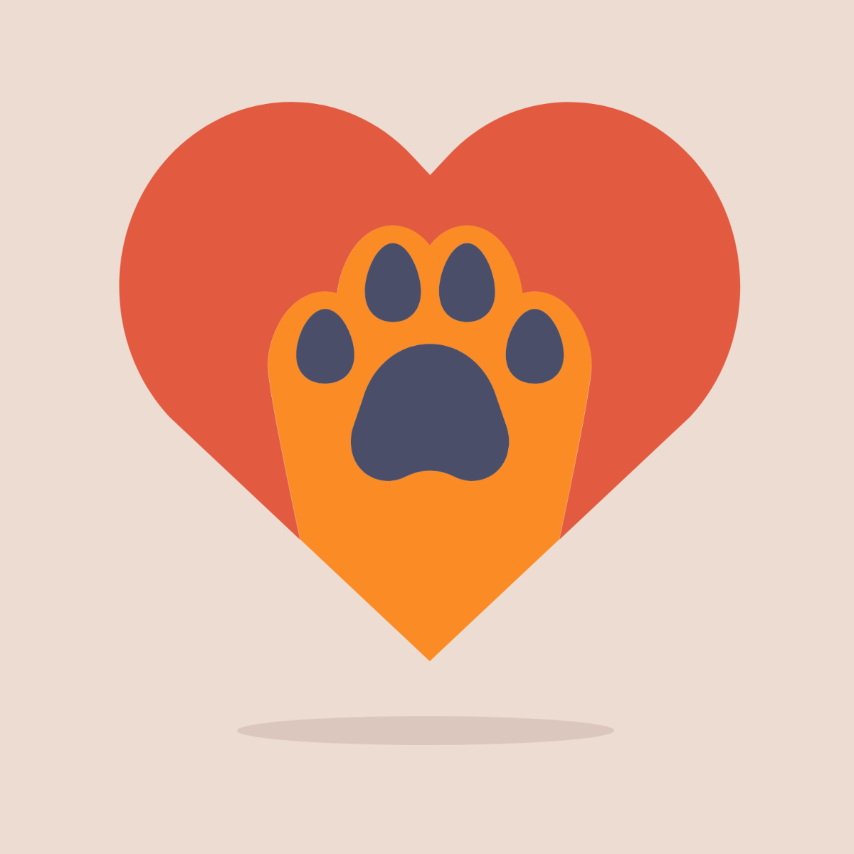 Dog Paw Heart Vector Template