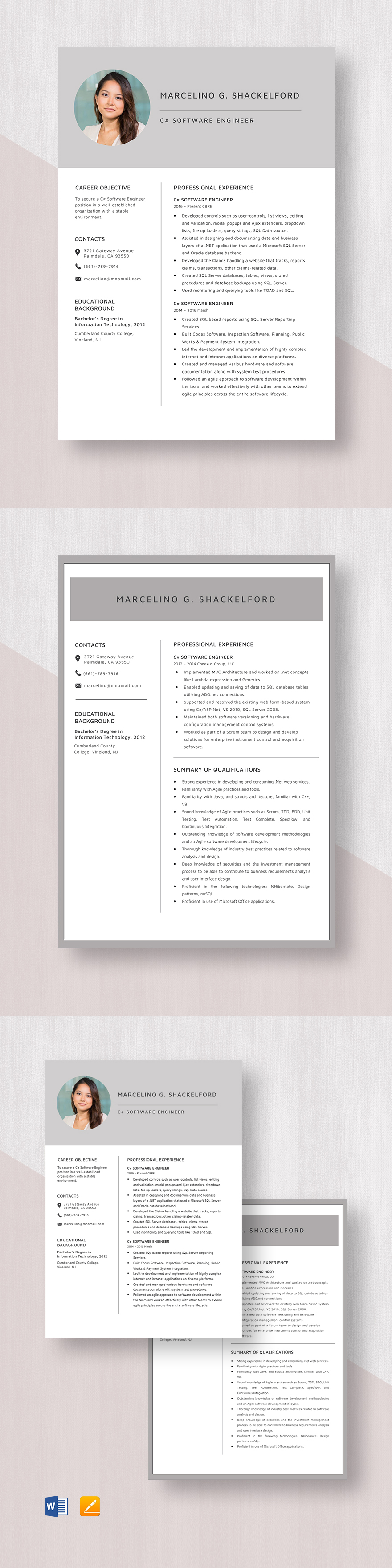 C Software Engineer Resume Template - C Software Engineer Resume Template 1