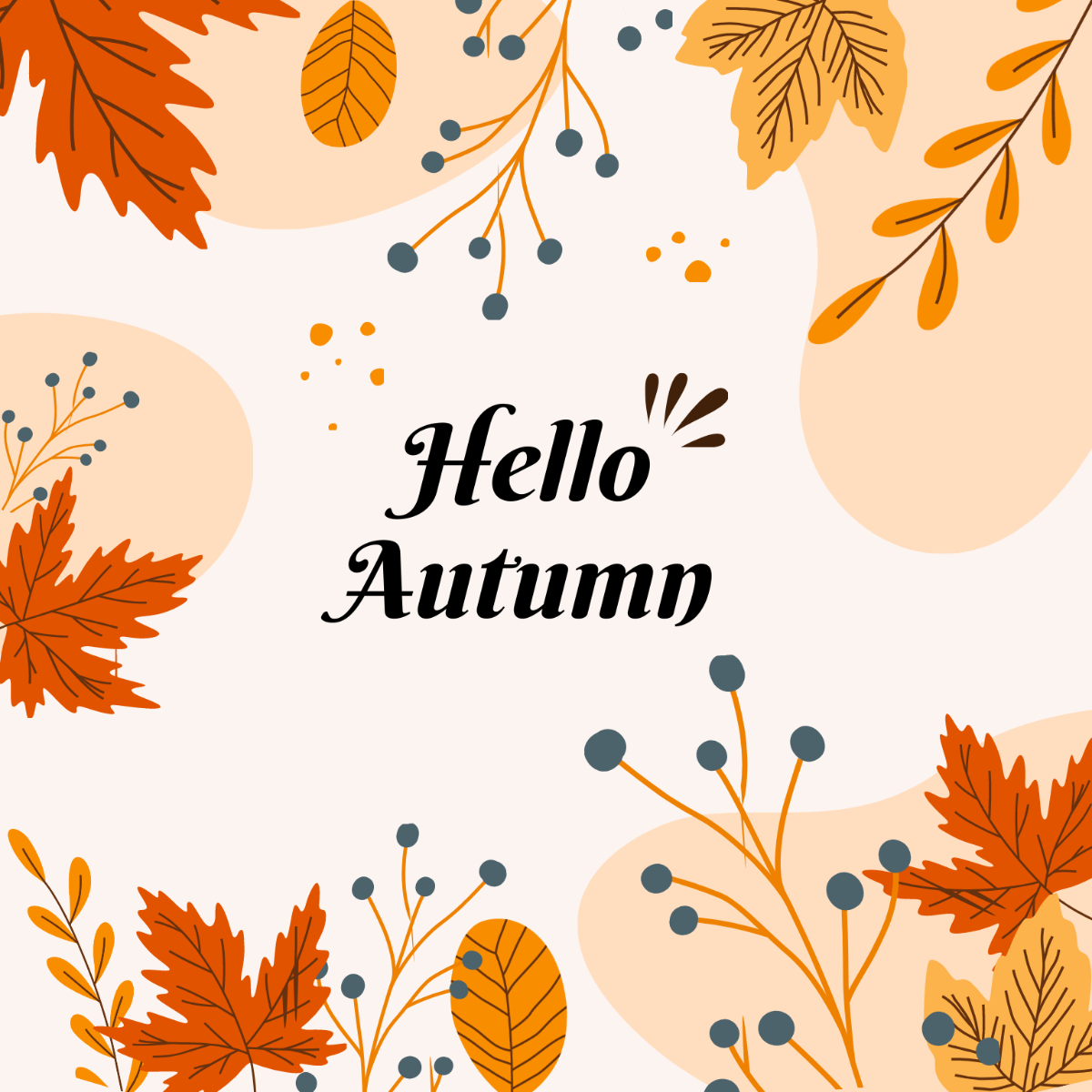 Hello Autumn/Fall Leaves Vector Template