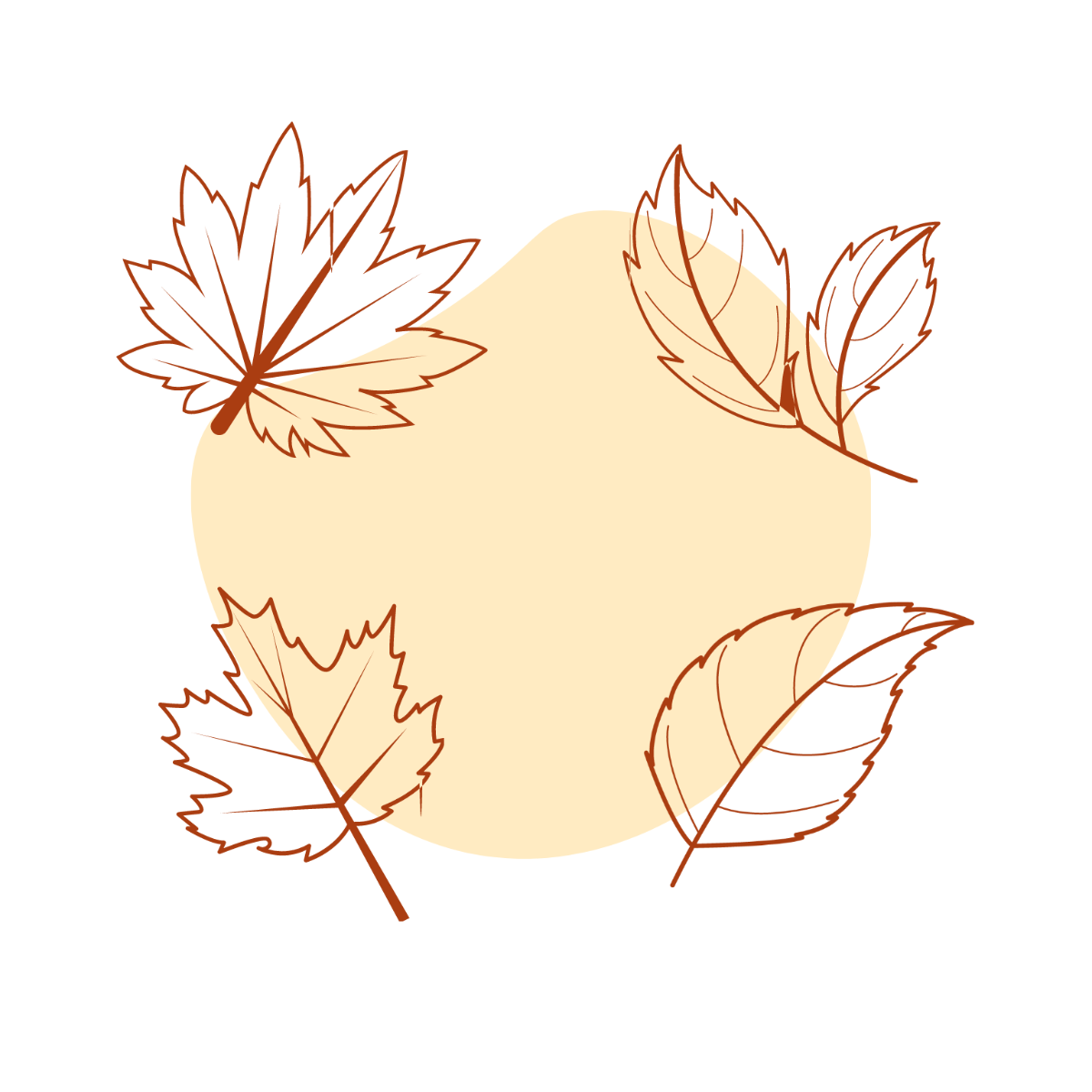 Fall Leaves Outline Vector Template