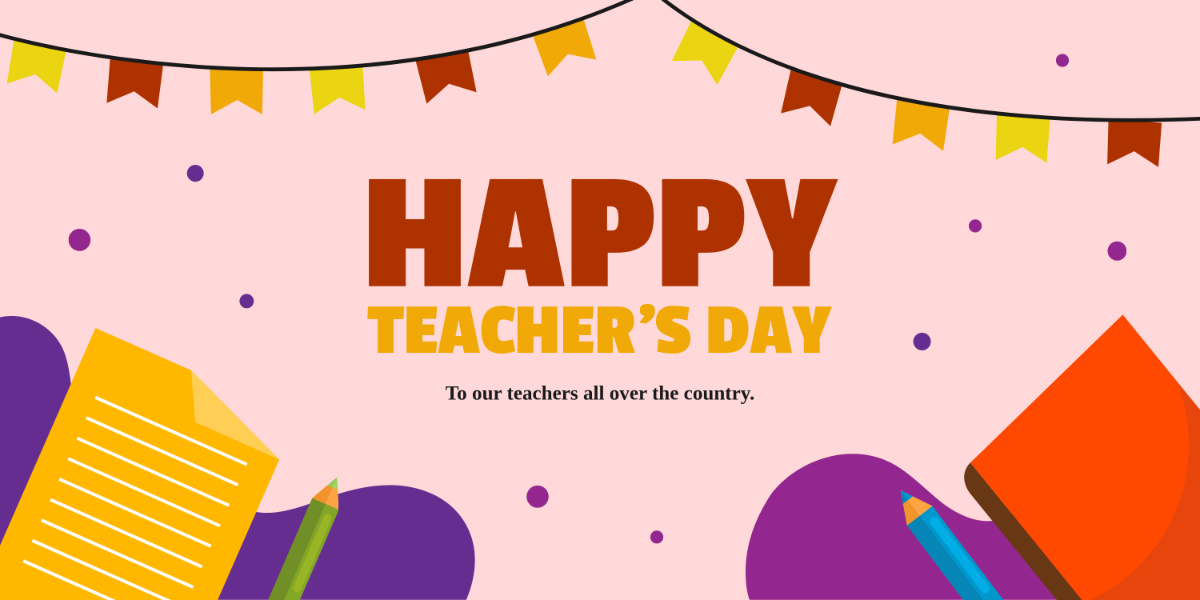 Free Colorful Teacher's Day Banner Template