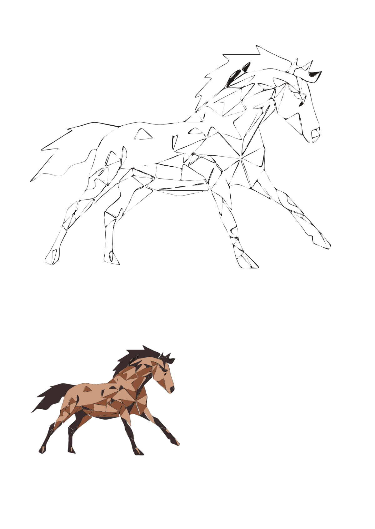 Geometric Horse Coloring Page Template