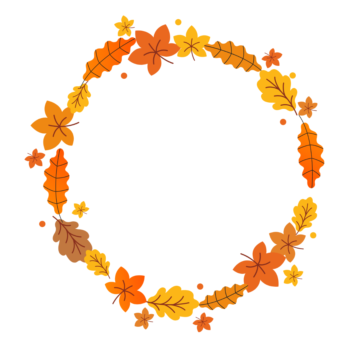 Circle Leaves Fall Vector Template