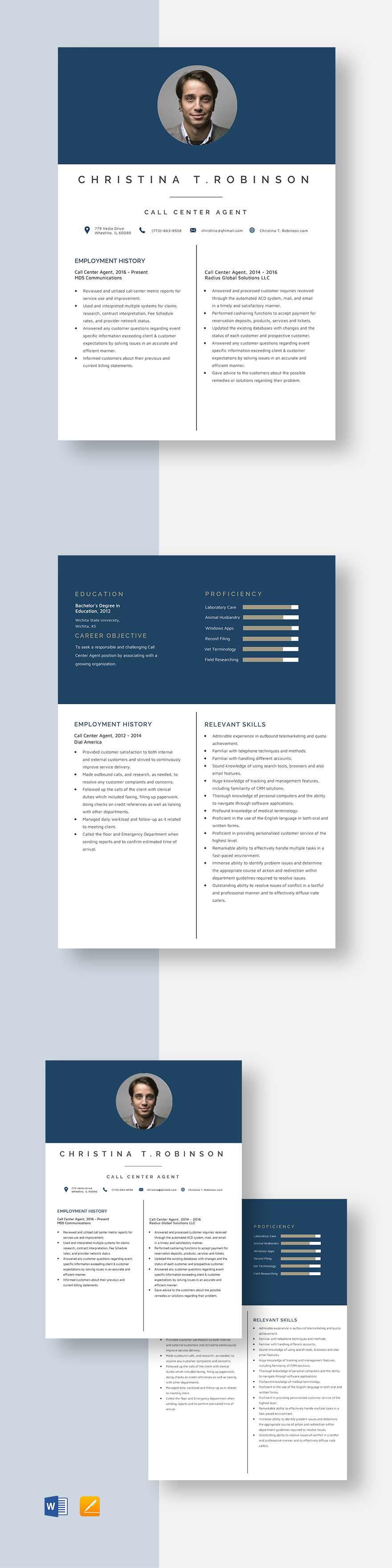 call-center-agent-resume-template-word-apple-pages-template