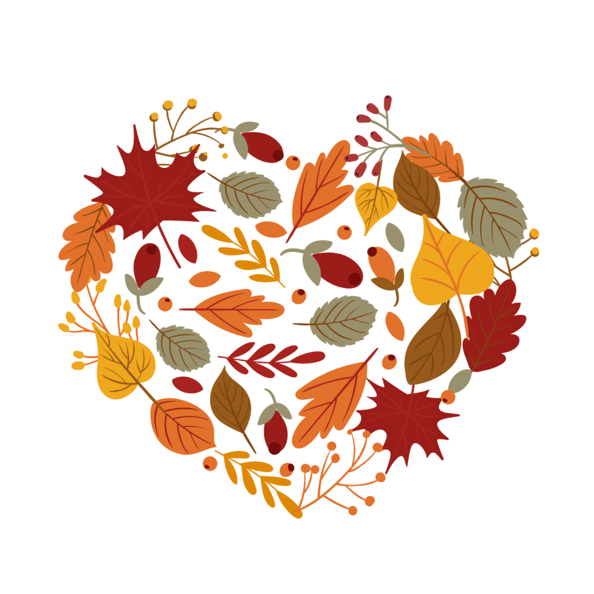 Heart Autumn Leaves Vector Template