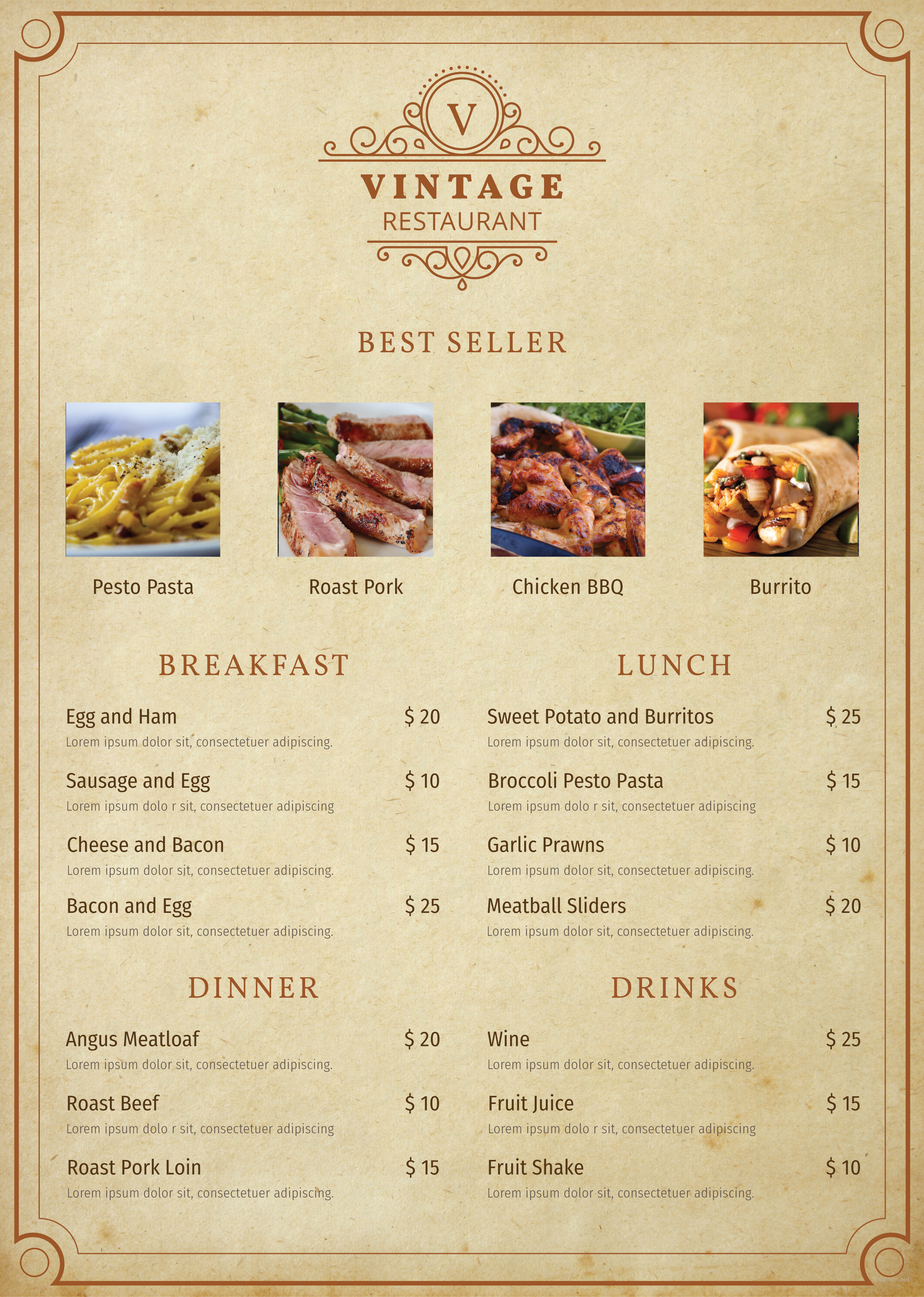 Download Free Vintage Menu Template in Adobe Photoshop, Illustrator ...