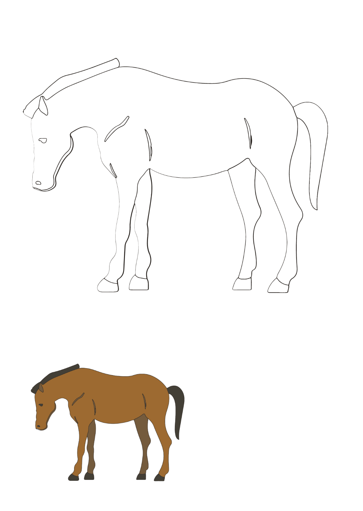 Free Flat Horse Coloring Page Template
