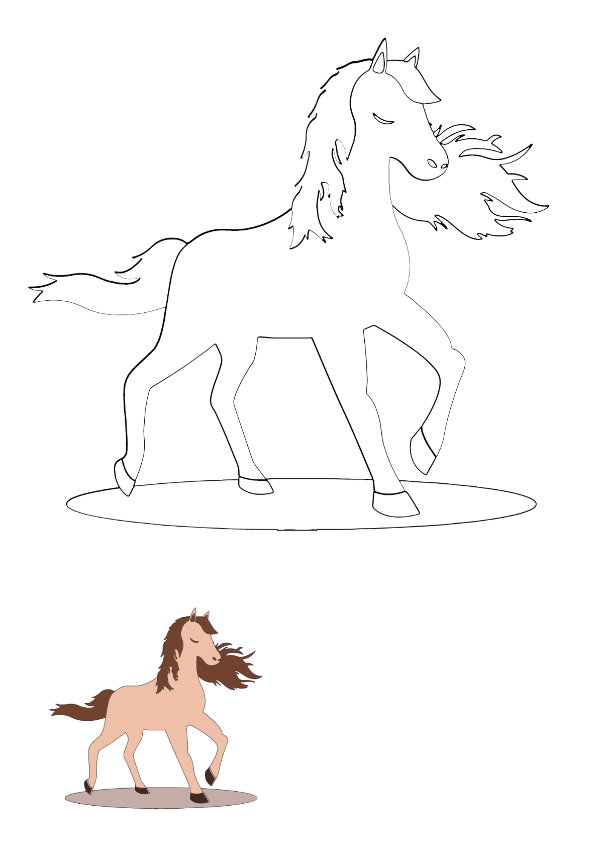Elegant Horse Coloring Page Template
