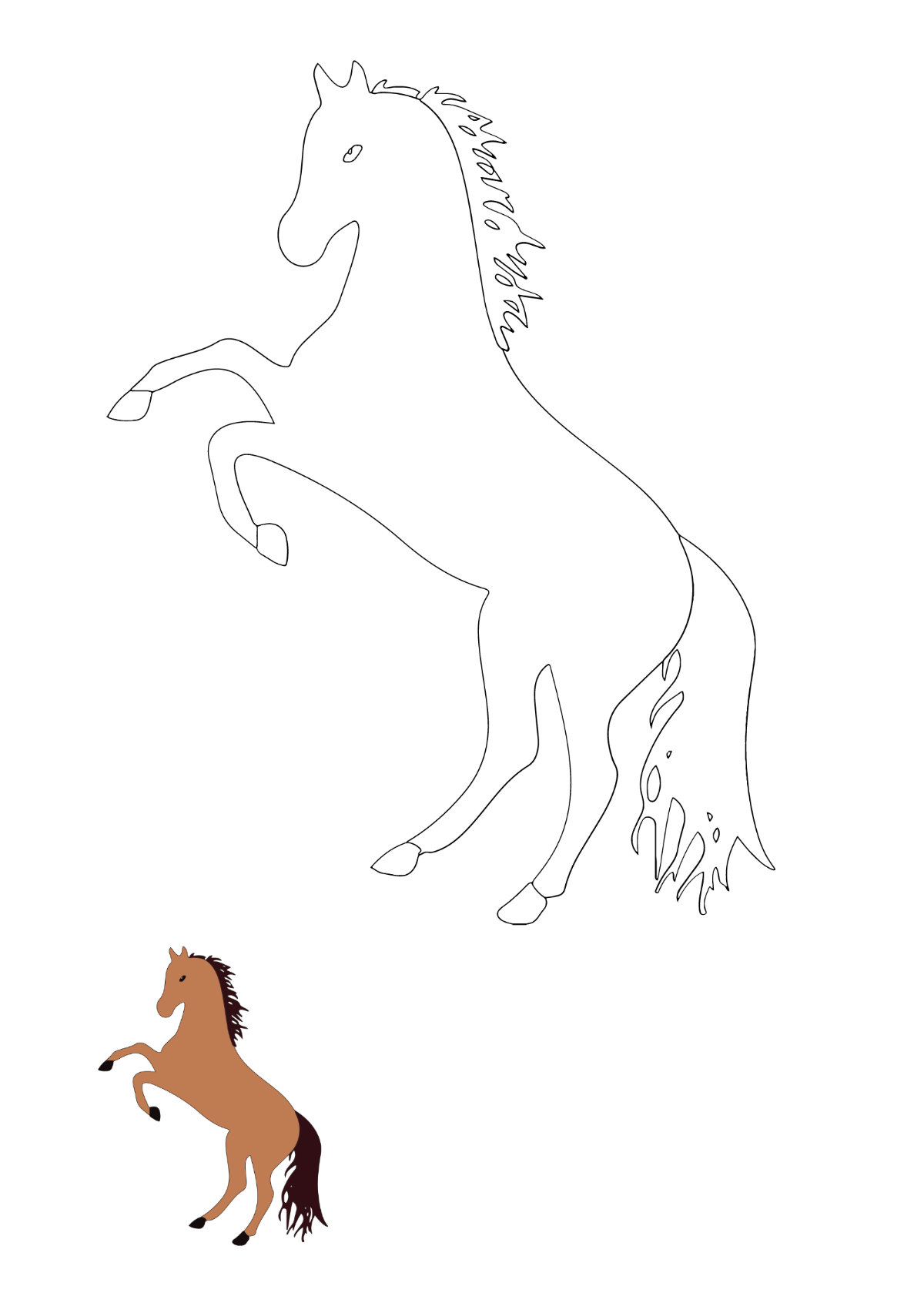 Free Bucking Horse Coloring Page Template
