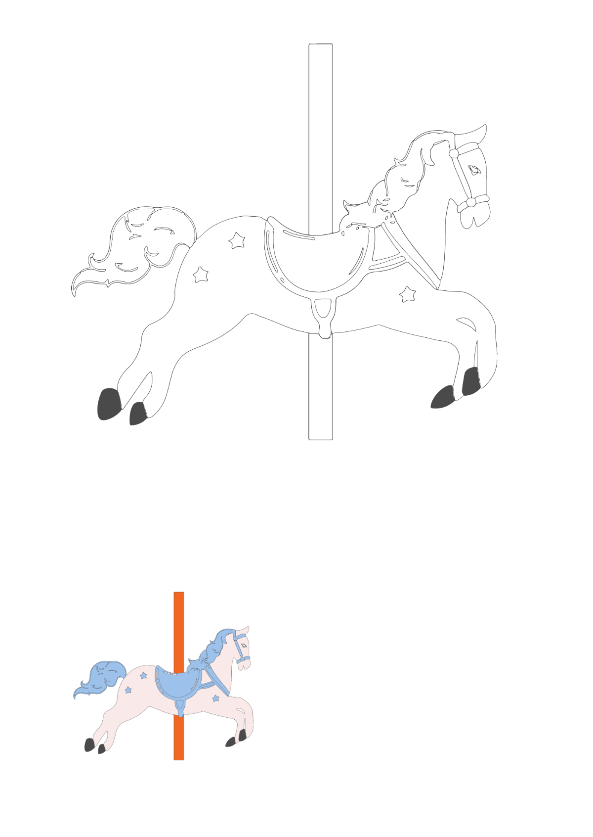 Free Carousel Horse Coloring Page Template