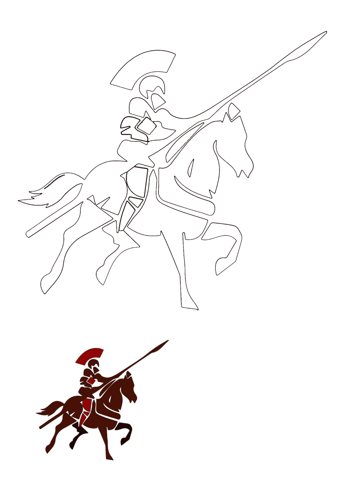 Knight Horse Coloring Page Template