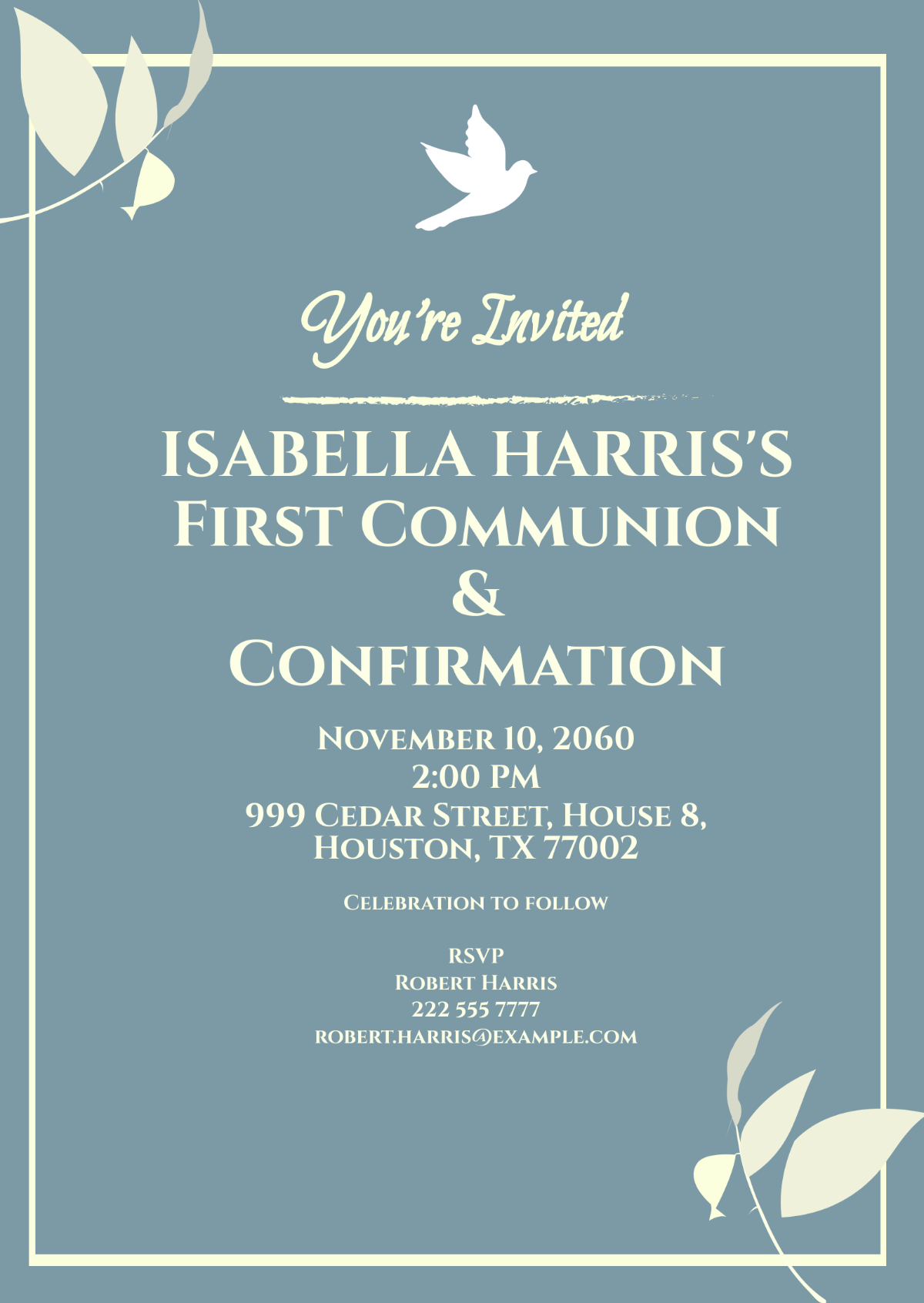 First Communion Confirmation Invitation