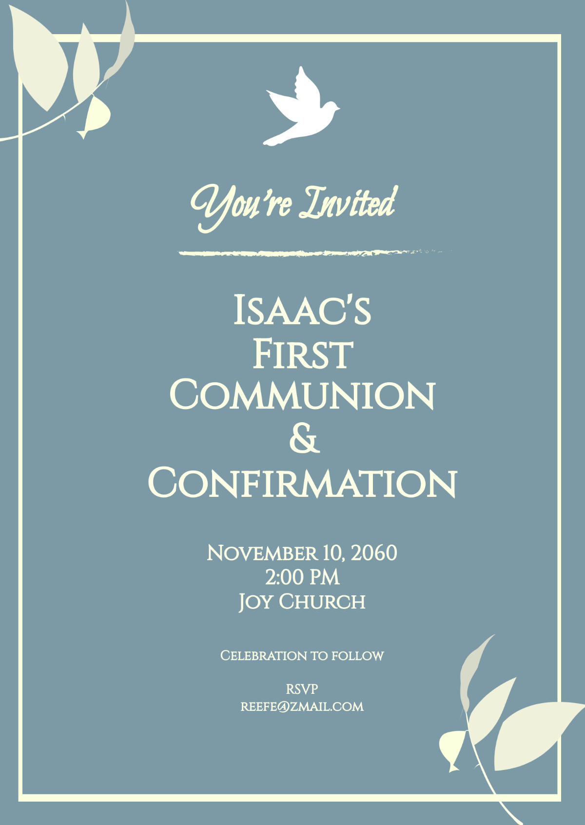 First Communion Confirmation Invitation Template