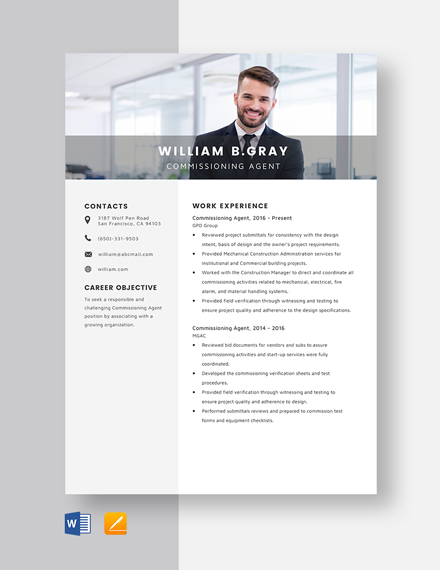 Mechanical Commissioning Engineer Resume Template - Word, Apple Pages ...