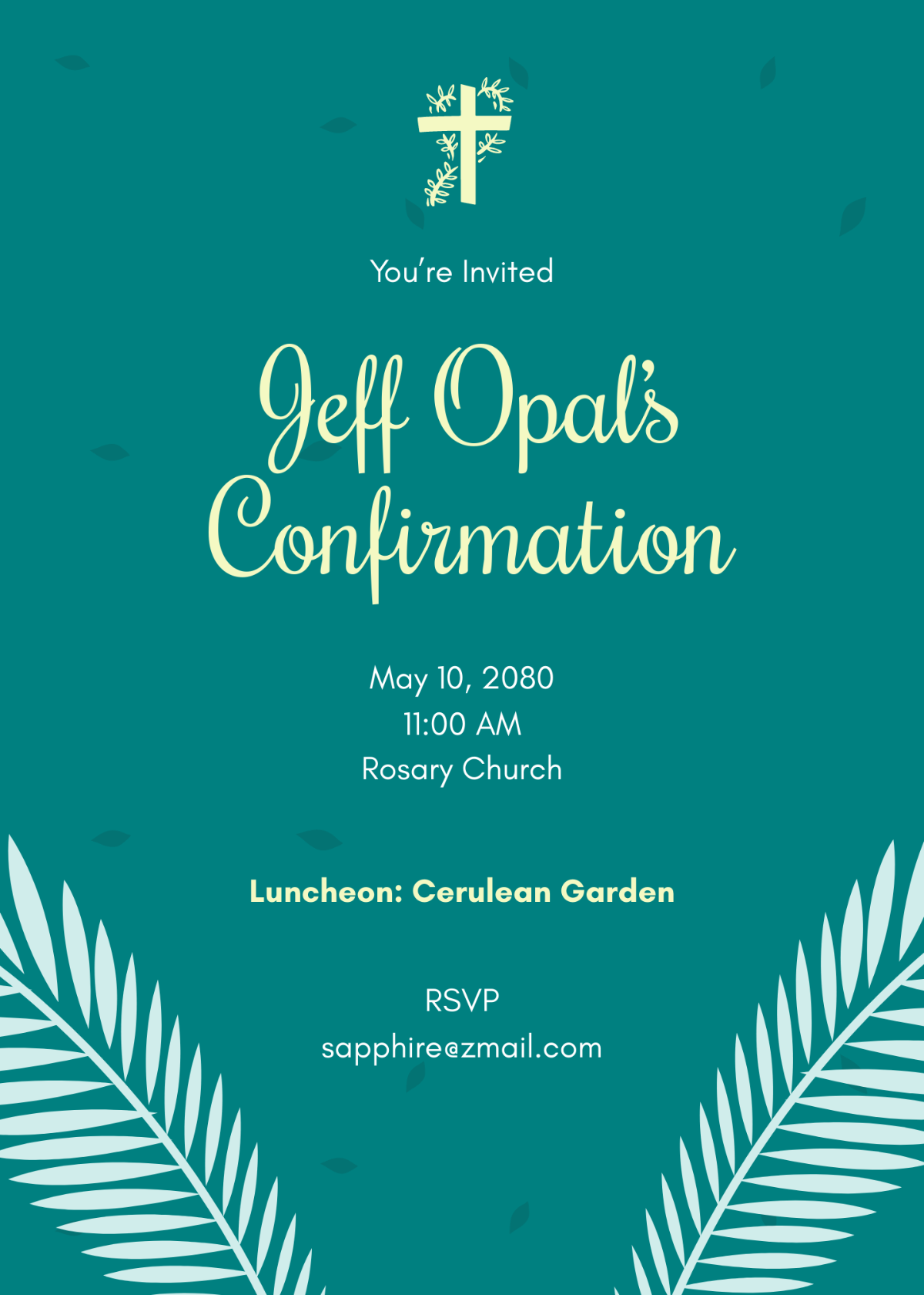 Free Teal Confirmation Invitation Template