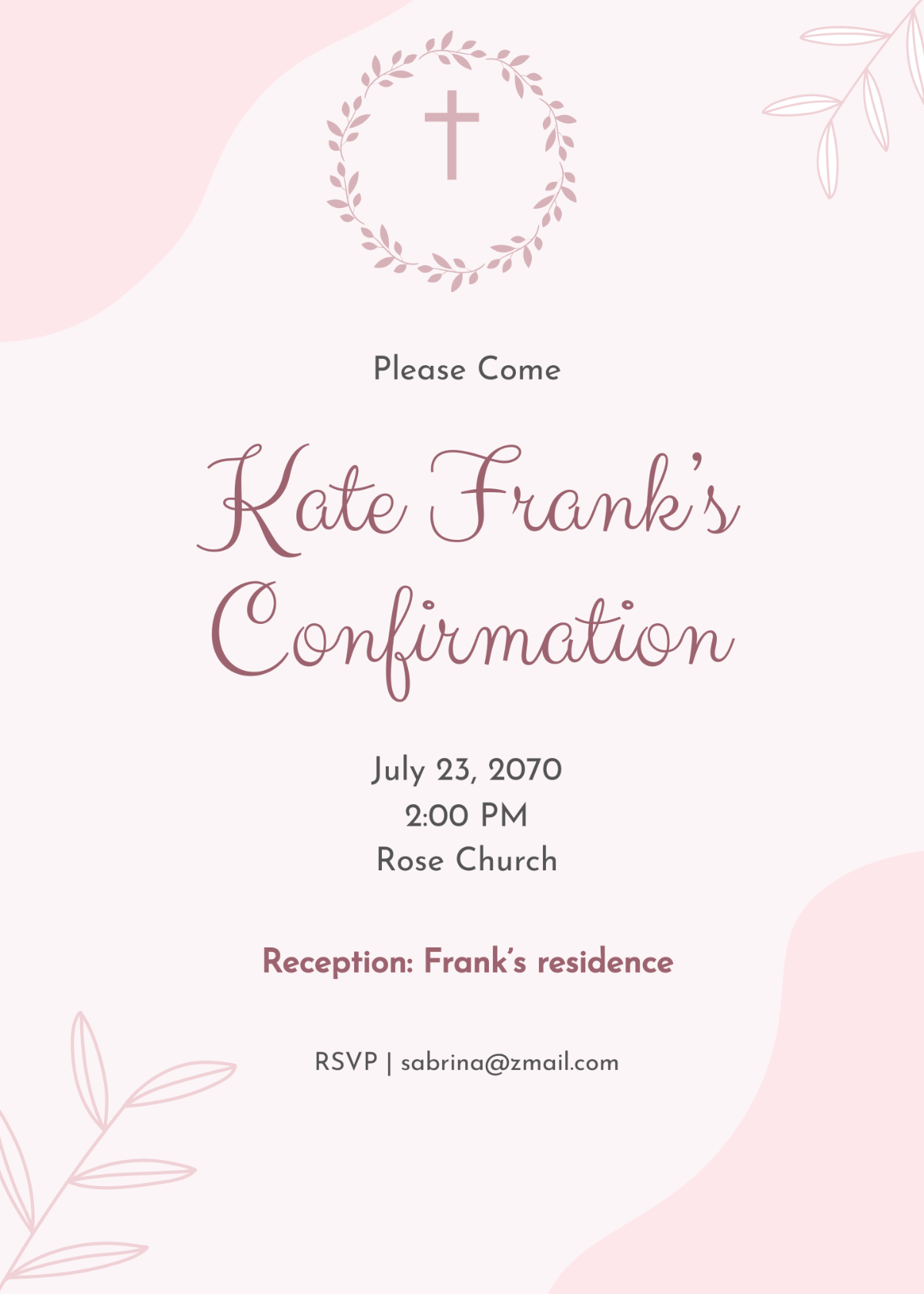 Girl Confirmation Invitation