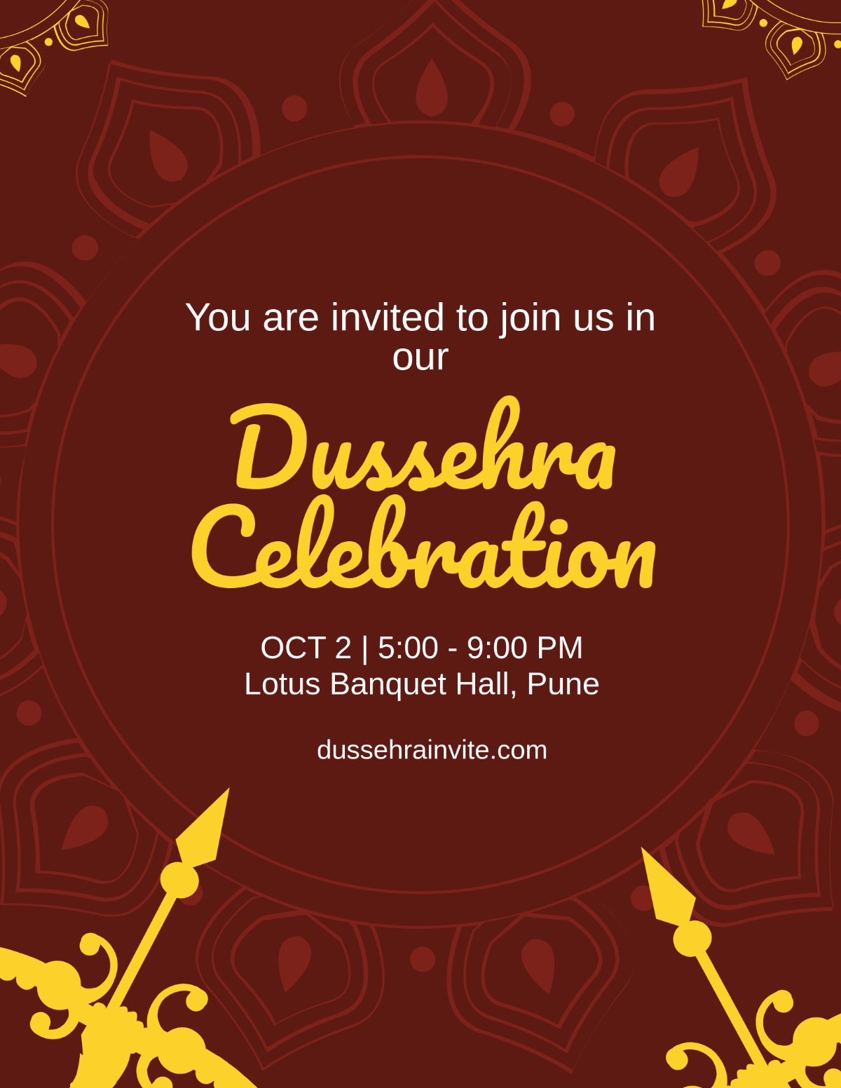 Free Dussehra Invitation Flyer Template to Edit Online
