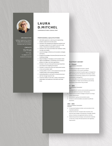 Communications Consultant Resume Download