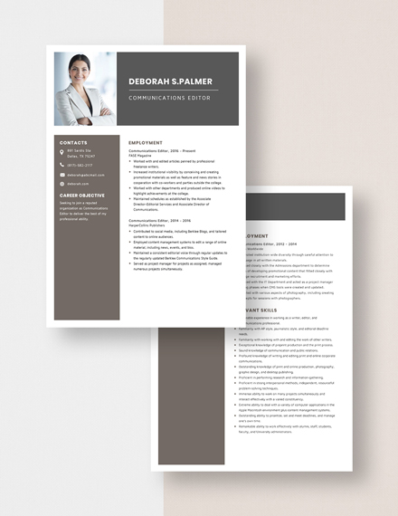 Communications Editor Resume Download