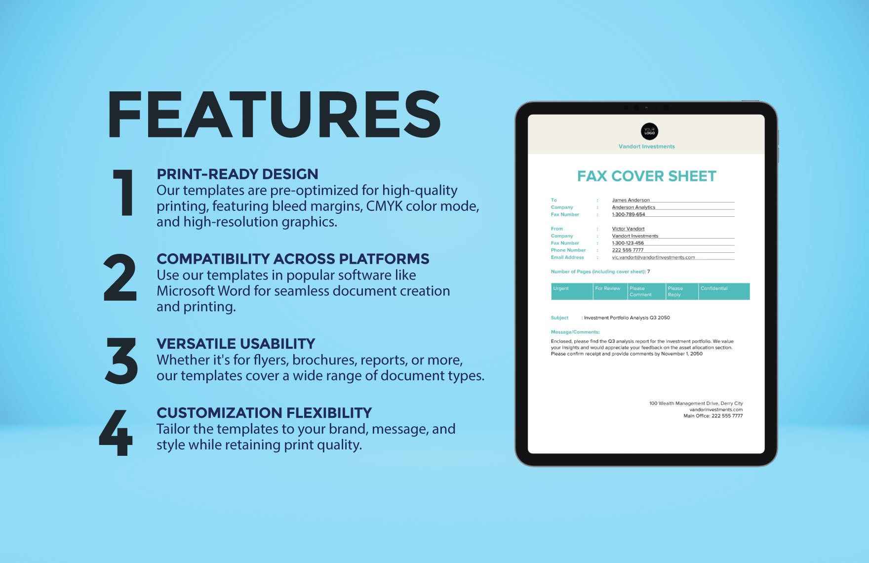 Printable Fax Cover Sheet Template