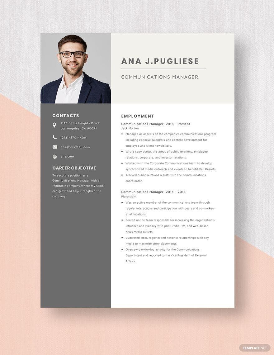 Communications Manager Resume