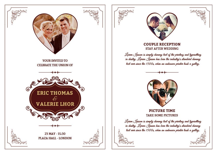 Wedding Invitation Bifold Brochure Template