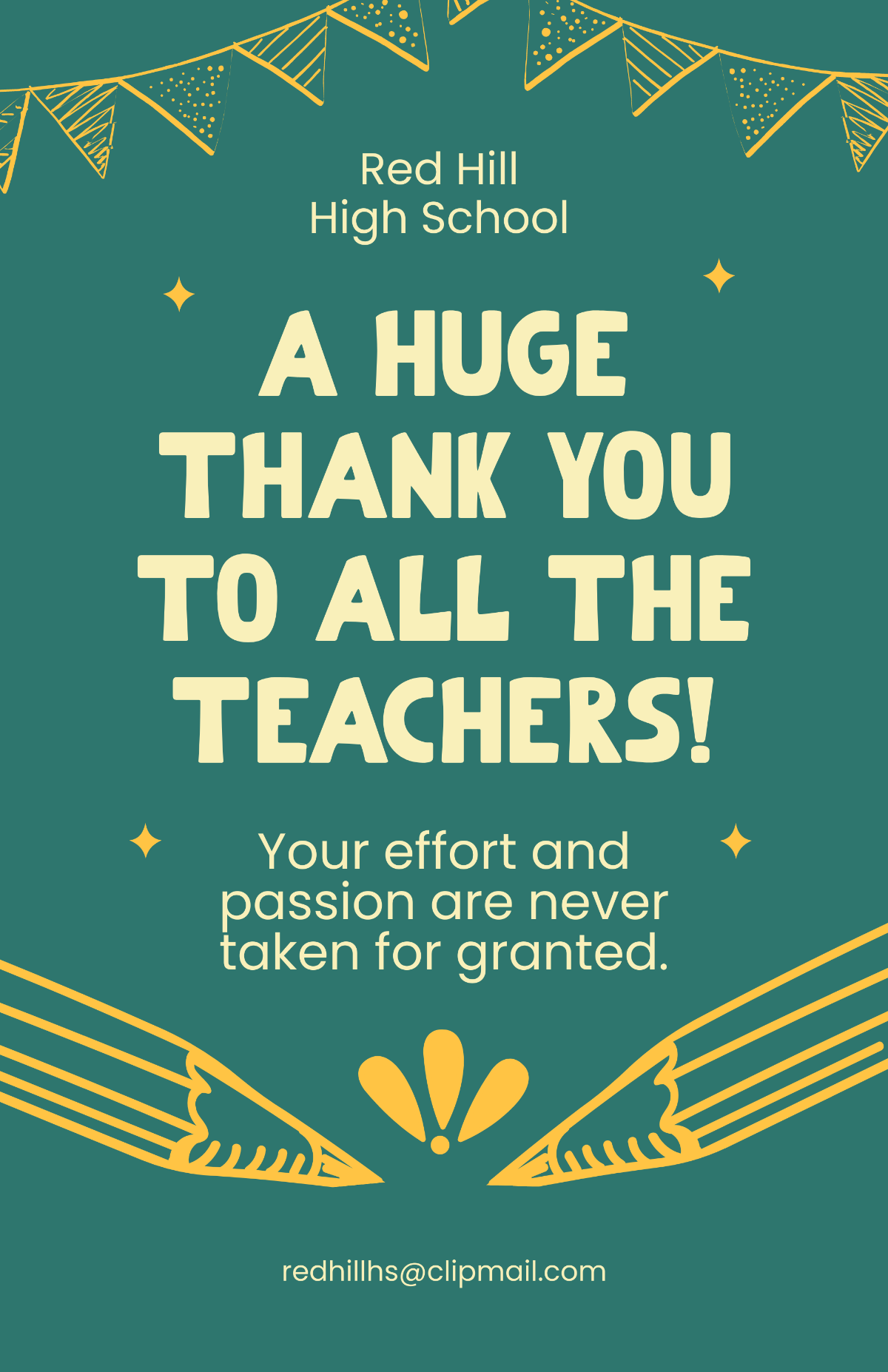 Teacher's Day Thank You Poster Template