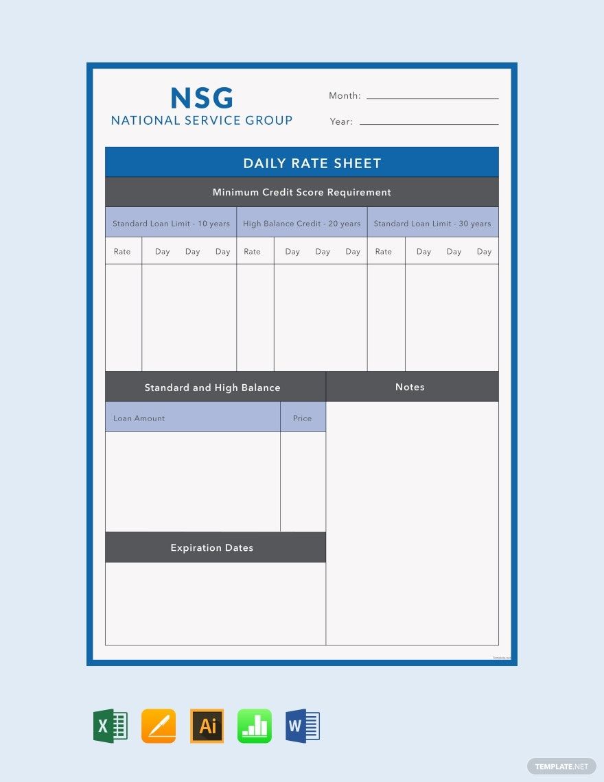 Daily Rate Sheet Template