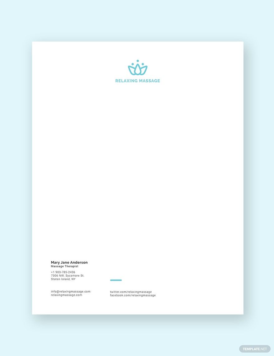 Massage Therapy Letterhead Template