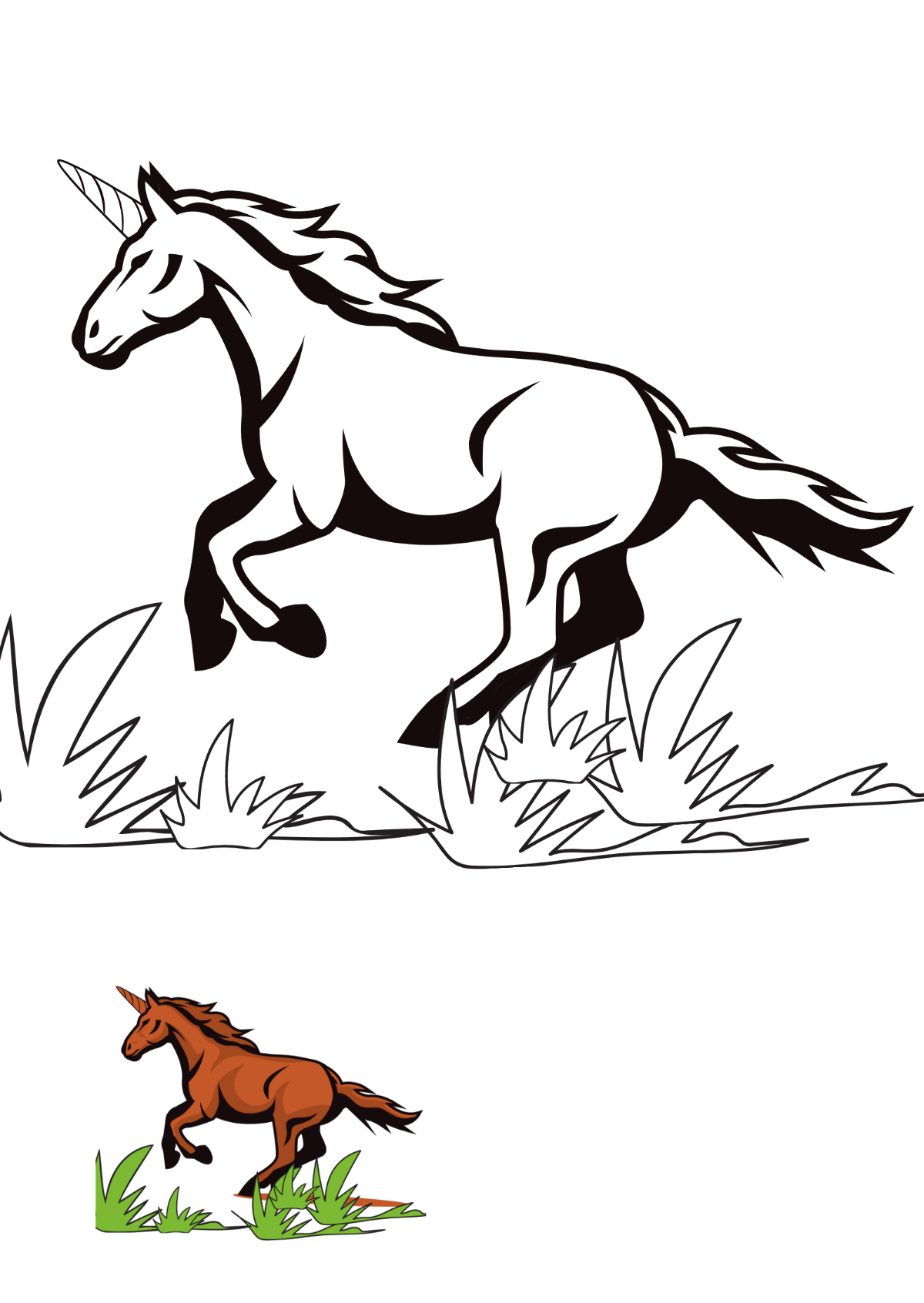 Animated Horse Coloring Page Template