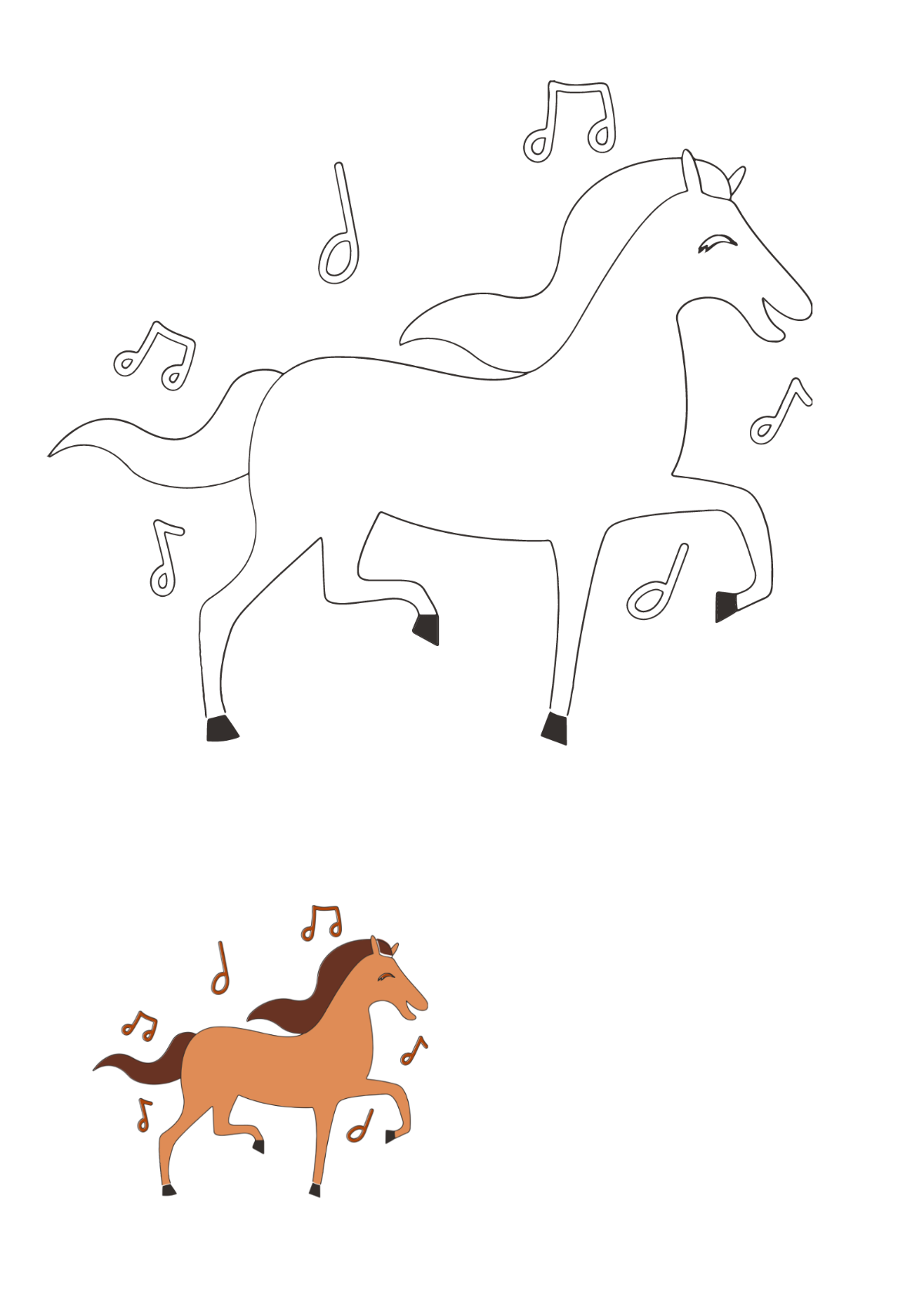 Free Dancing Horse Coloring Page Template