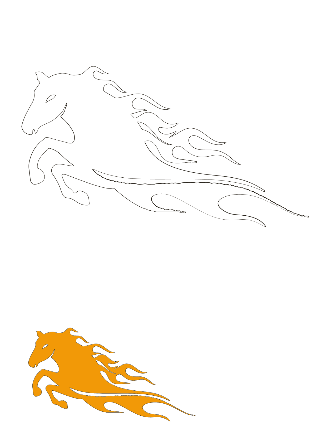 Free Flame Horse Coloring Page Template