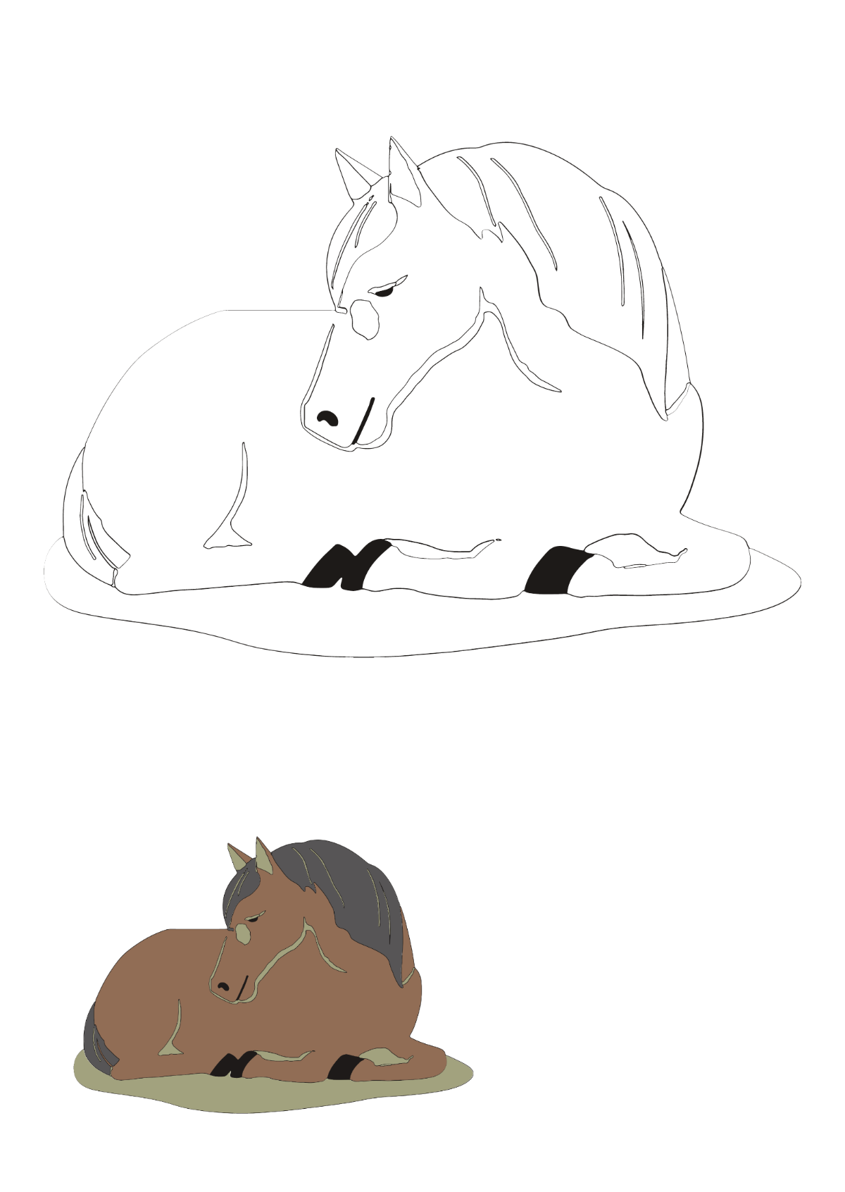 Free Old Horse Coloring Page Template