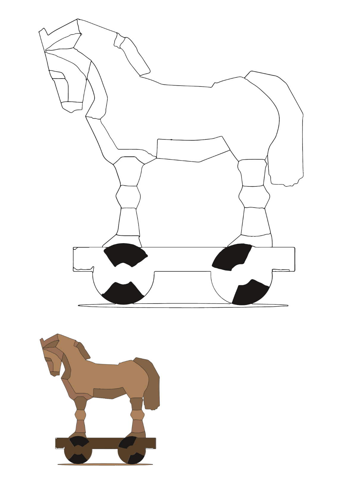 Trojan Horse Coloring Page Template