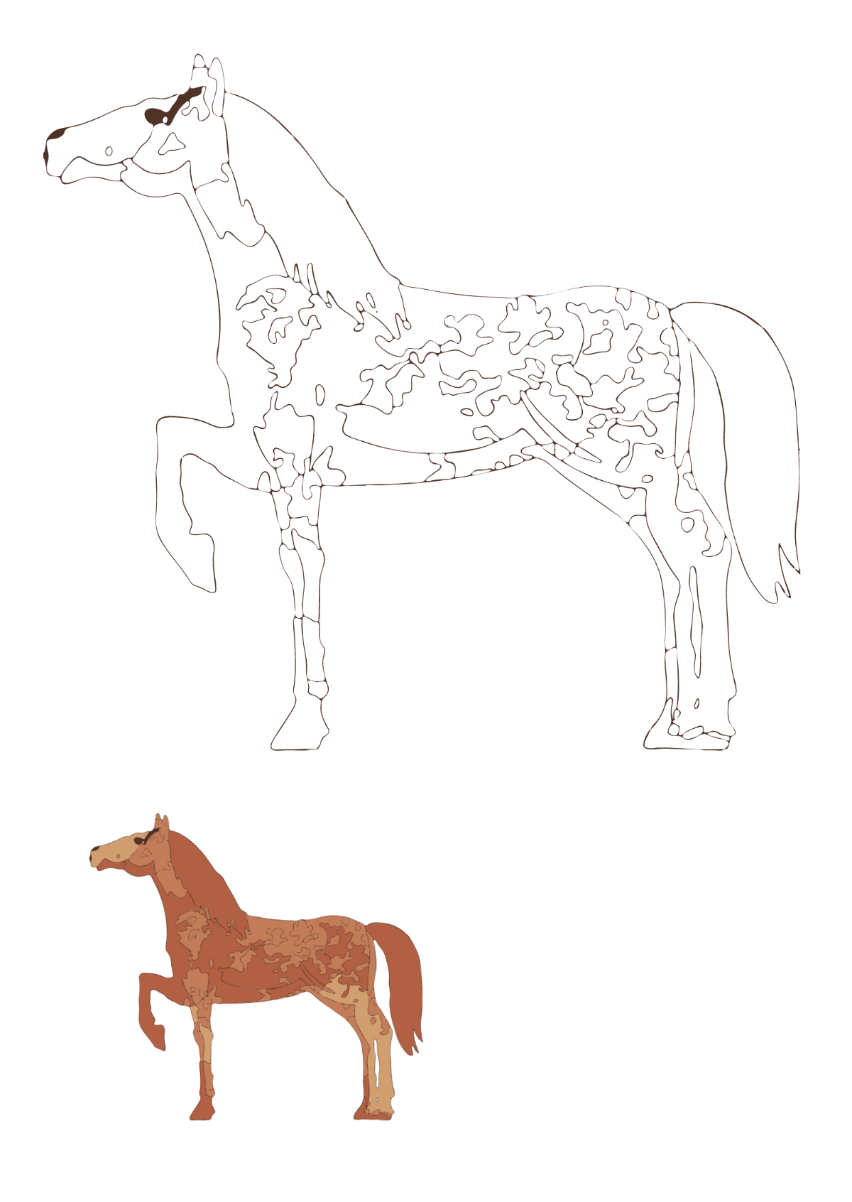 Free Watercolor Horse Coloring Page Template