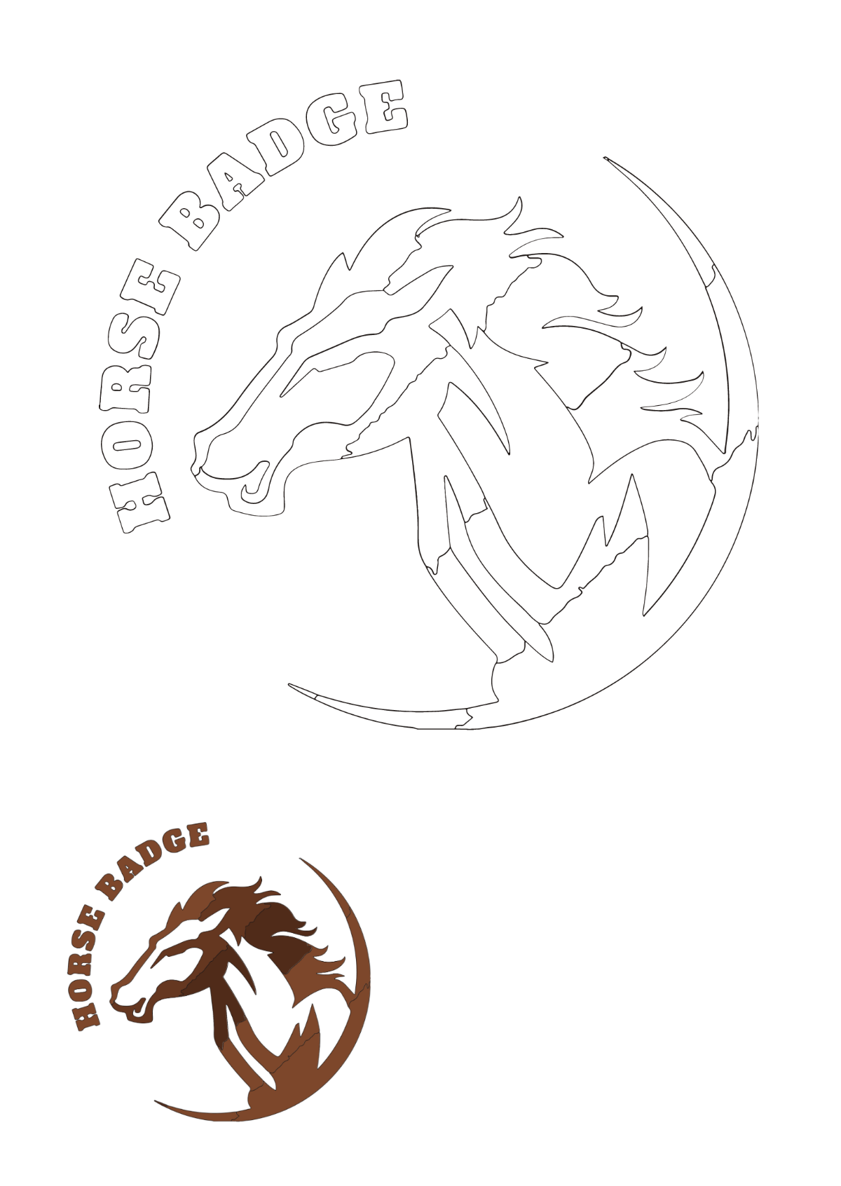 Horse Badge Coloring Page Template