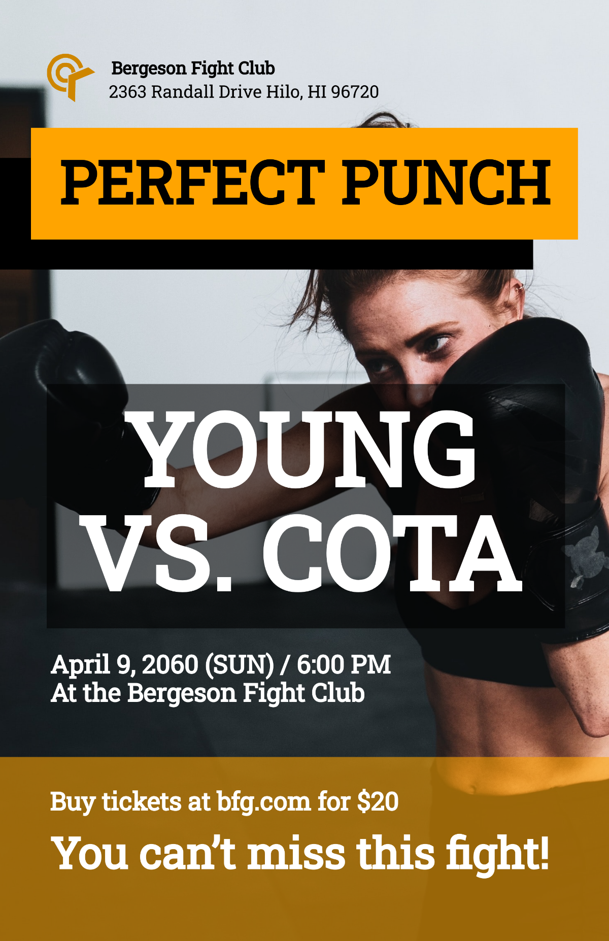 Free Girl Boxing Poster Template