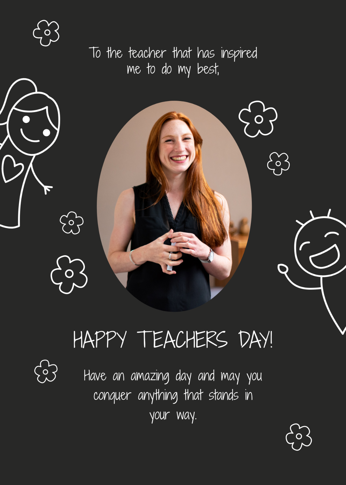 Black And White Teacher's Day Card Template
