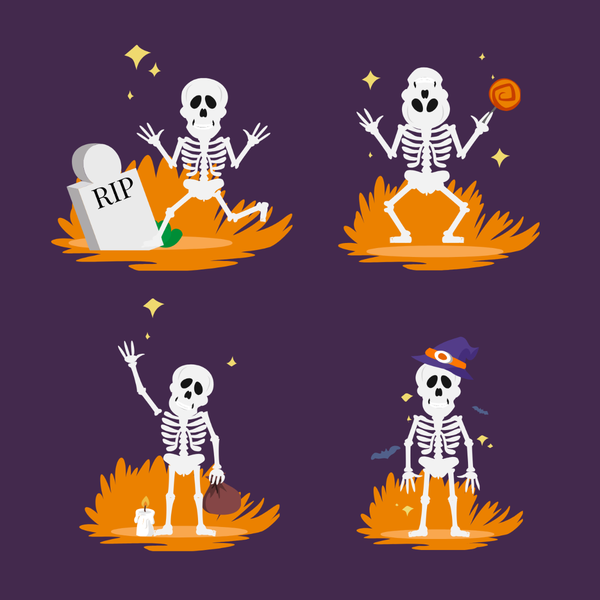 Halloween Skeleton Vector Template