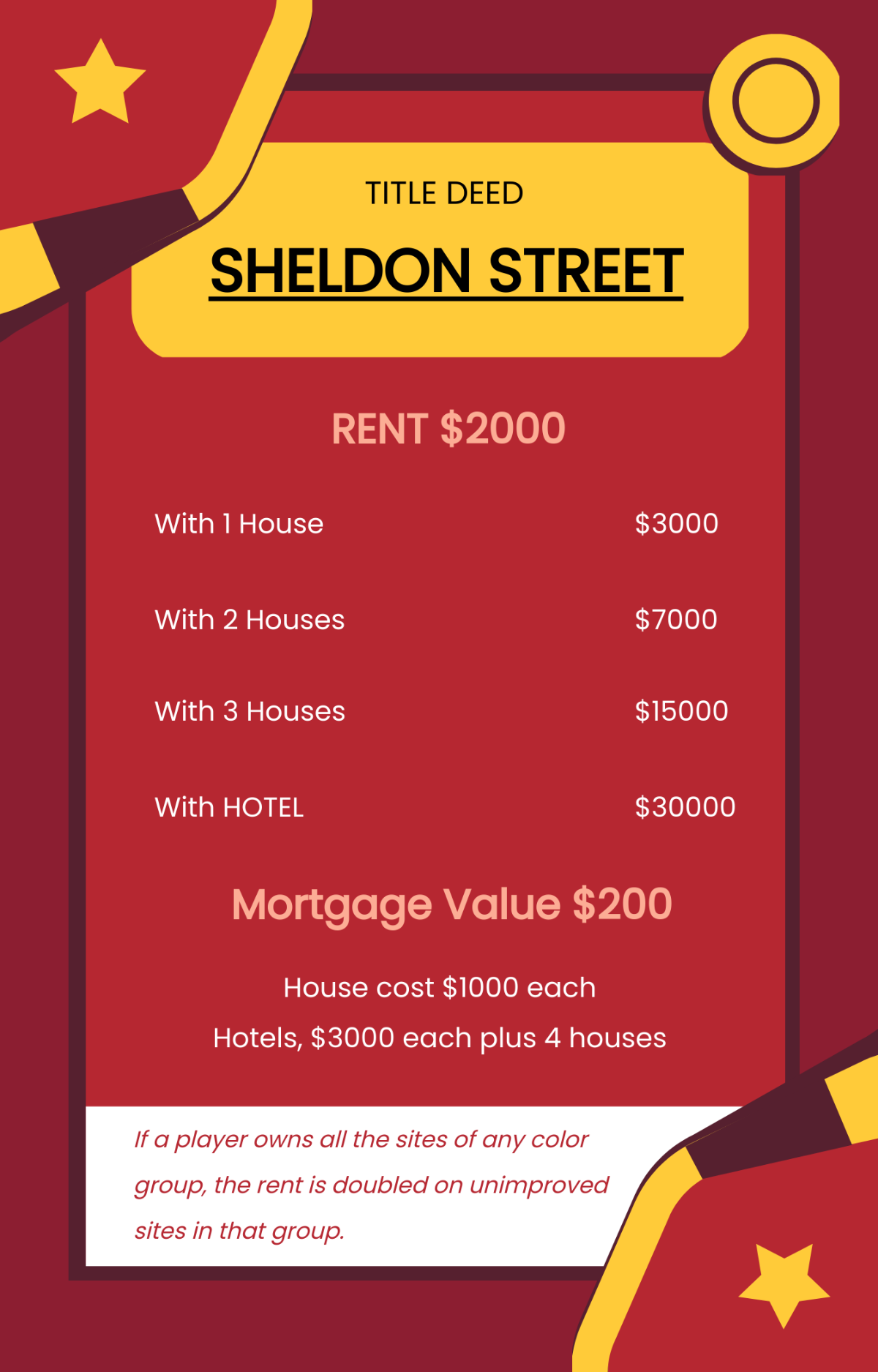 Free Monopoly Property Card Template