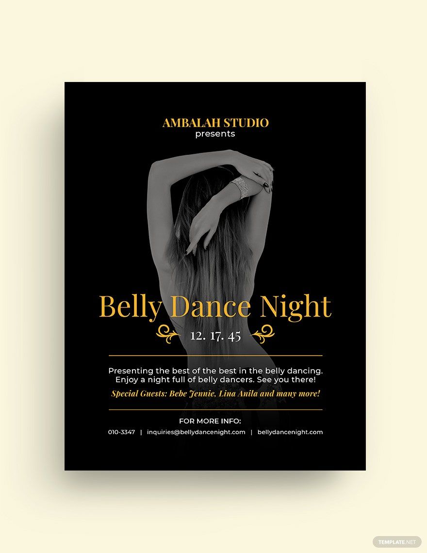 Belly Dancing Flyer Template in Word, Google Docs, Illustrator, PSD, Apple Pages, Publisher, InDesign